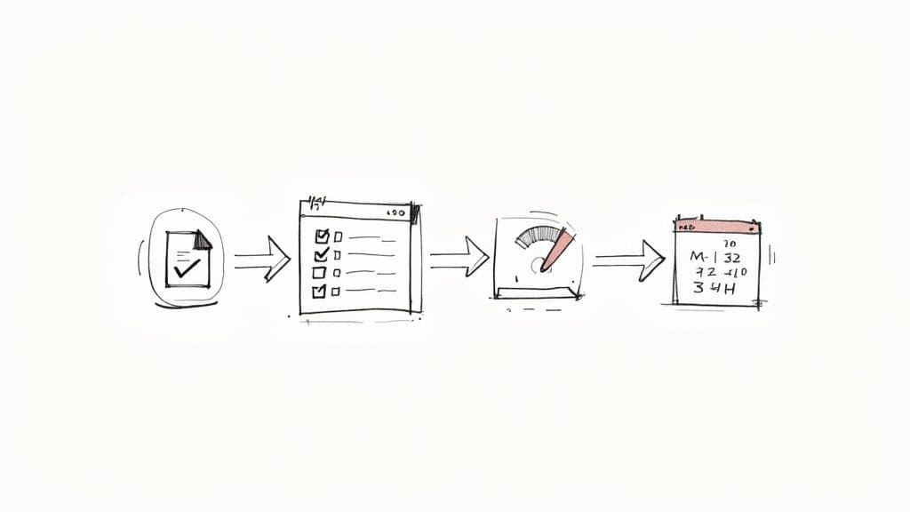 A futuristic Notion workspace with automated elements highlighting efficiency.
