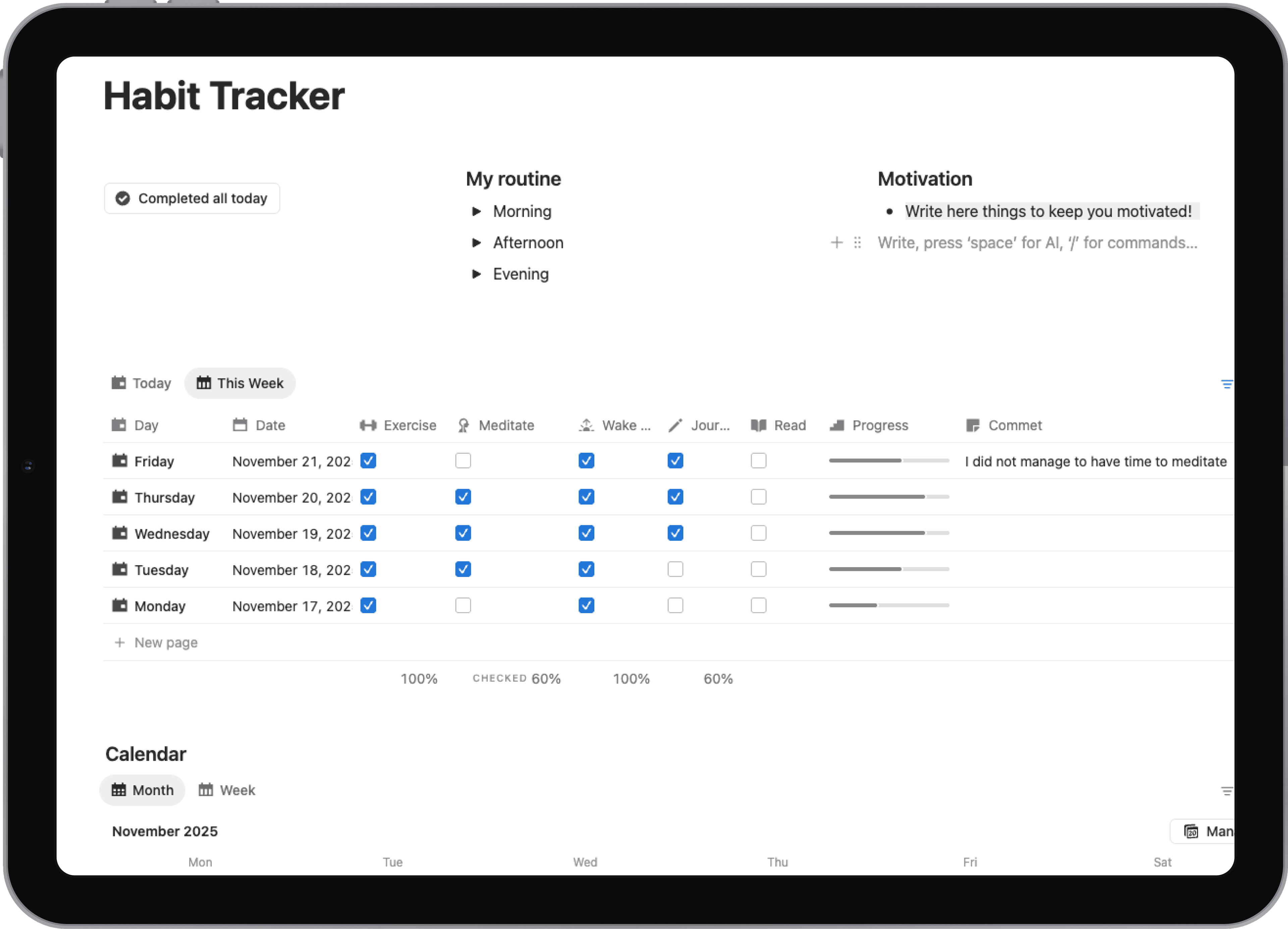 Notion template: Habit Tracker - Build better habits and track your progress. Free habit tracking system for personal growth.