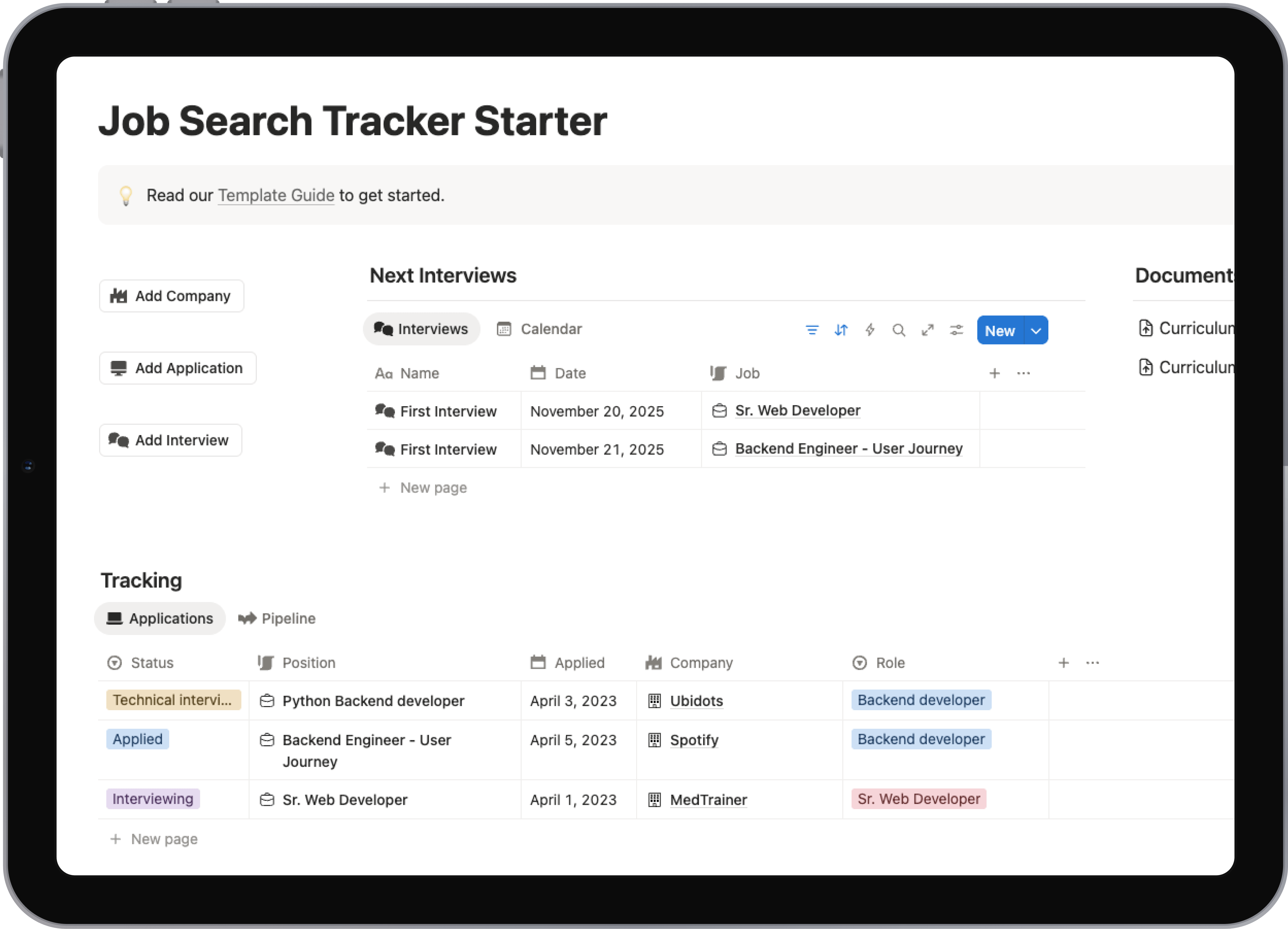 Notion template: Job Search Tracker Starter - Free job search tracker to get started. Track applications and interviews without complexity.
