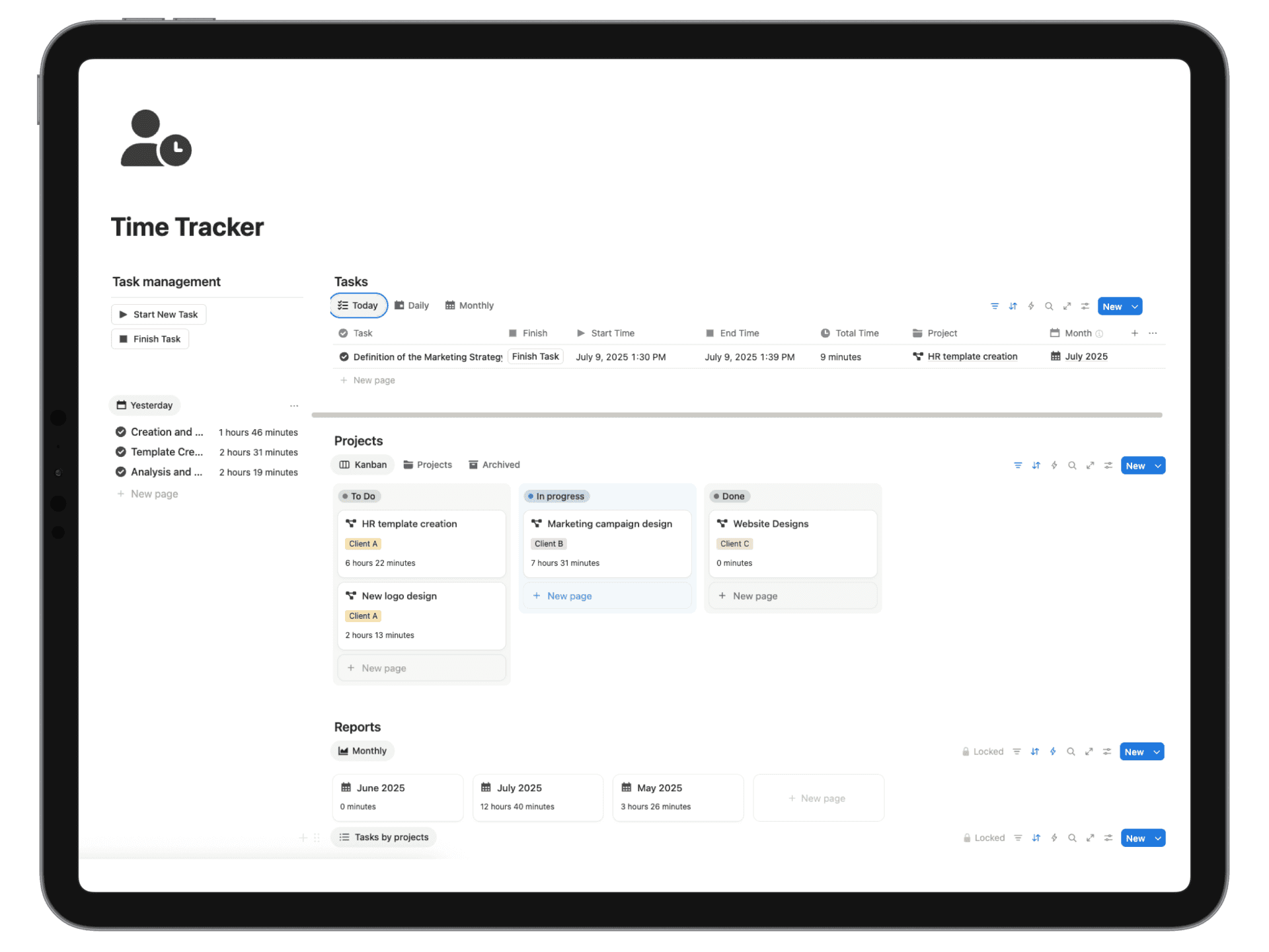 Notion template: Time Tracker Starter - Master your time and boost productivity with this free Notion Time Tracker. Perfect for freelancers, students, and professionals who want to take control of their daily workflow.