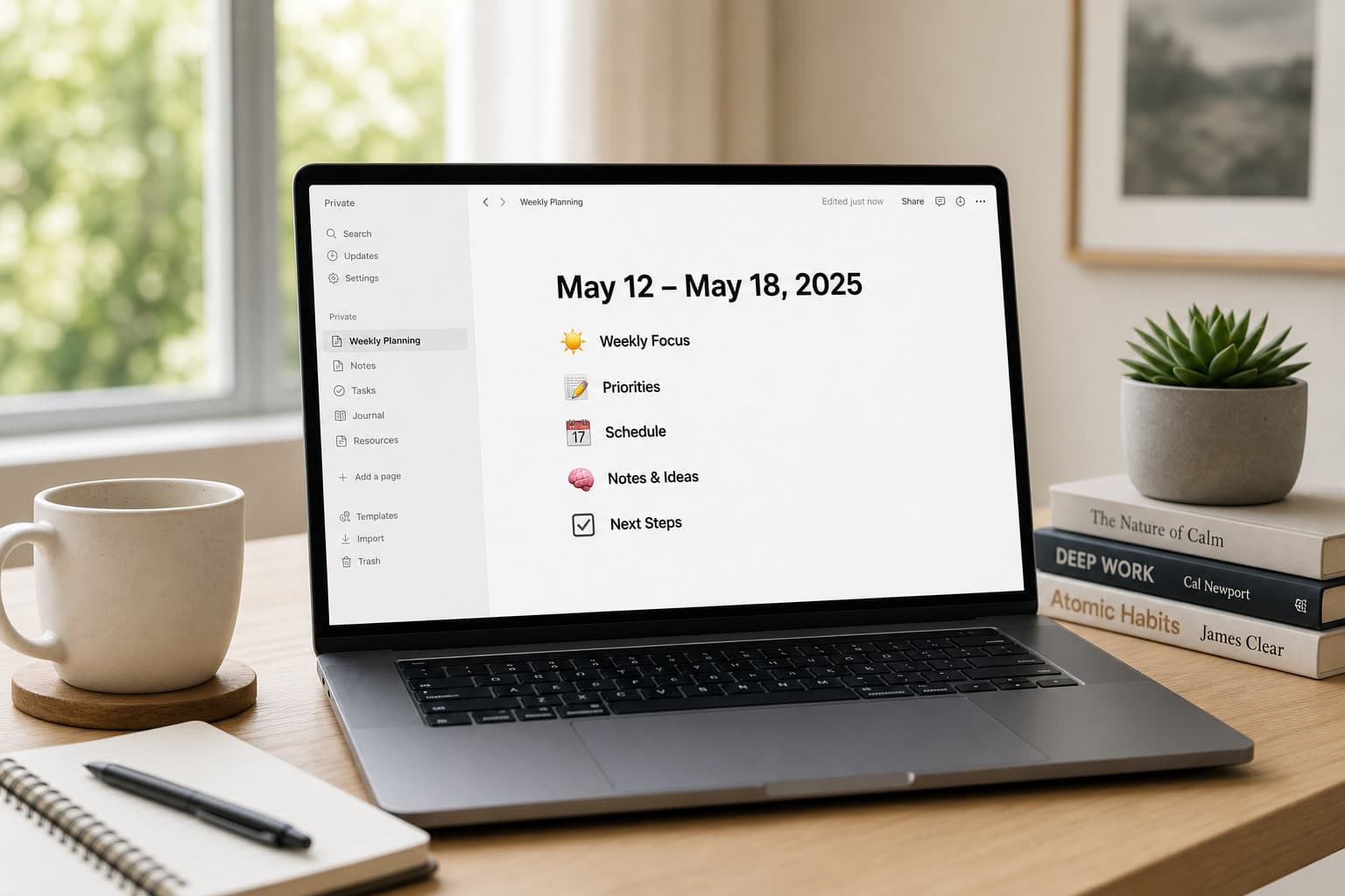 A weekly review that fits on one Notion page
