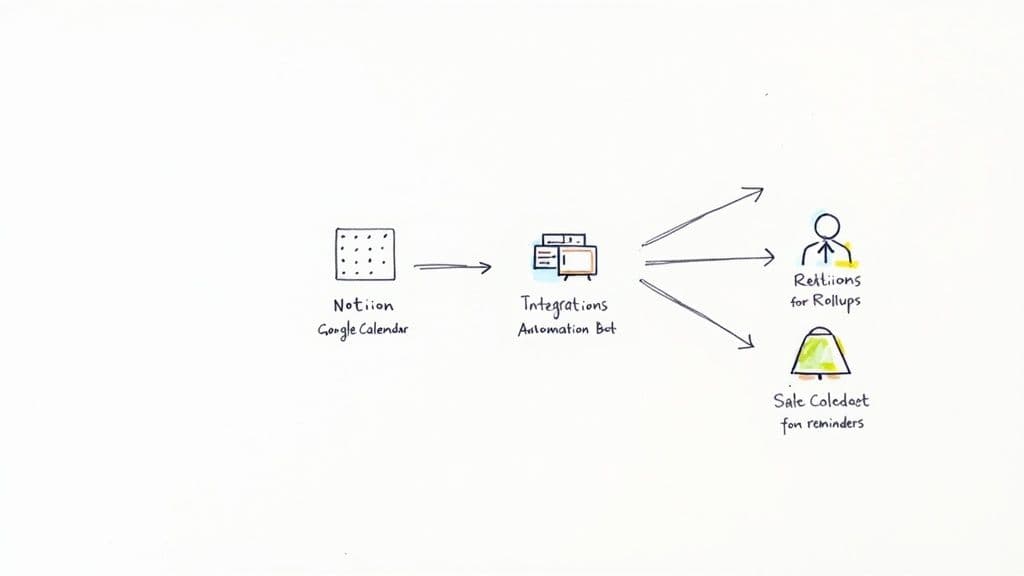 Diagram showing advanced Notion calendar integrations