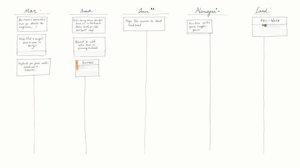 Hand-drawn weekly planning template with five columns labeled Man, Nud, Sven, Nonayei, and Land