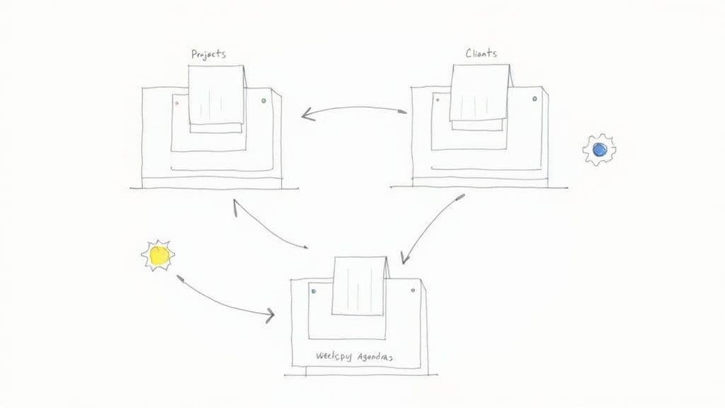 A person using advanced features on a Notion template on their computer